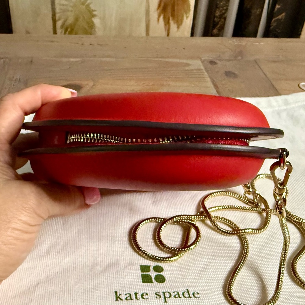 RARE Kate Spade Red Leather Heart Crossbody Shoulder Bag - Picture 5 of 10